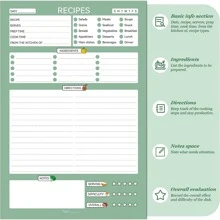 Recipe Book to Write in Your Own Recipes, Sprial Personal Blank Recipe Book, 15 Tabs for Family Cooking Lover, 120 Pages Recipe Organizer - 綠色 - 查看 2