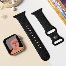 St.Siabe 1 男女时尚雕塑激光压花祥云图案波西米亚单色硅胶手表带 38mm 40mm 41mm 45mm 44mm 42mm 49mm 皮带，柔软舒适防水腕带替换表带和超系列 SE/8/7/6/5/4/3/2/1 智能手表表带配件 - 黑色 - 查看 5