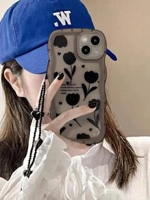 With Phone Charm Floral Pattern Phone Case With Lanyard Compatible With IPhone 15/15Pro/15Plus/15Promax Waterproof Shockproof Anti-Fall Scratch Resistant - Multicolor - View 3