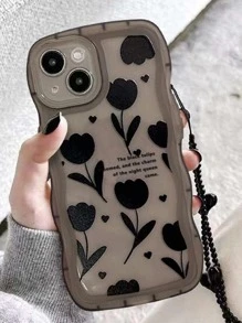 With Phone Charm Floral Pattern Phone Case With Lanyard Compatible With IPhone 15/15Pro/15Plus/15Promax Waterproof Shockproof Anti-Fall Scratch Resistant - Multicolor - View 4