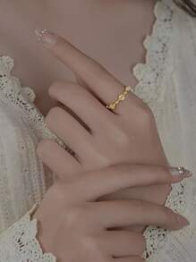 1入組復古法式燈豪華S925銀宮廷風玻璃貓眼石頭可調節圓環適合女士,生日禮物