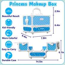 62 Pcs Kids Makeup Kit For Girl, Washable Play Makeup Toys Set For Dress Up, Pretend Beauty Vanity Set With Cosmetic Case Birthday Toys For Girls 3 4 5 6 7 8 9 10 11 12 Year Old Kids Toddlers - 藍色 - 查看 7