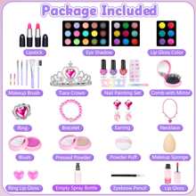 62 Pcs Kids Makeup Kit For Girl, Washable Play Makeup Toys Set For Dress Up, Pretend Beauty Vanity Set With Cosmetic Case Birthday Toys For Girls 3 4 5 6 7 8 9 10 11 12 Year Old Kids Toddlers - 紫色 - 查看 2