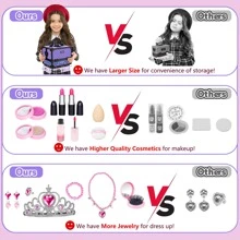 62 Pcs Kids Makeup Kit For Girl, Washable Play Makeup Toys Set For Dress Up, Pretend Beauty Vanity Set With Cosmetic Case Birthday Toys For Girls 3 4 5 6 7 8 9 10 11 12 Year Old Kids Toddlers - 紫色 - 查看 4