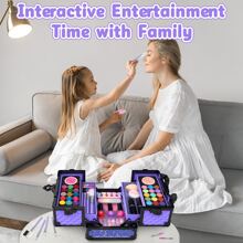 62 Pcs Kids Makeup Kit For Girl, Washable Play Makeup Toys Set For Dress Up, Pretend Beauty Vanity Set With Cosmetic Case Birthday Toys For Girls 3 4 5 6 7 8 9 10 11 12 Year Old Kids Toddlers - 紫色 - 查看 5