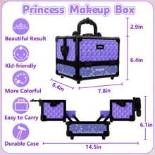62 Pcs Kids Makeup Kit For Girl, Washable Play Makeup Toys Set For Dress Up, Pretend Beauty Vanity Set With Cosmetic Case Birthday Toys For Girls 3 4 5 6 7 8 9 10 11 12 Year Old Kids Toddlers - 紫色 - 查看 7