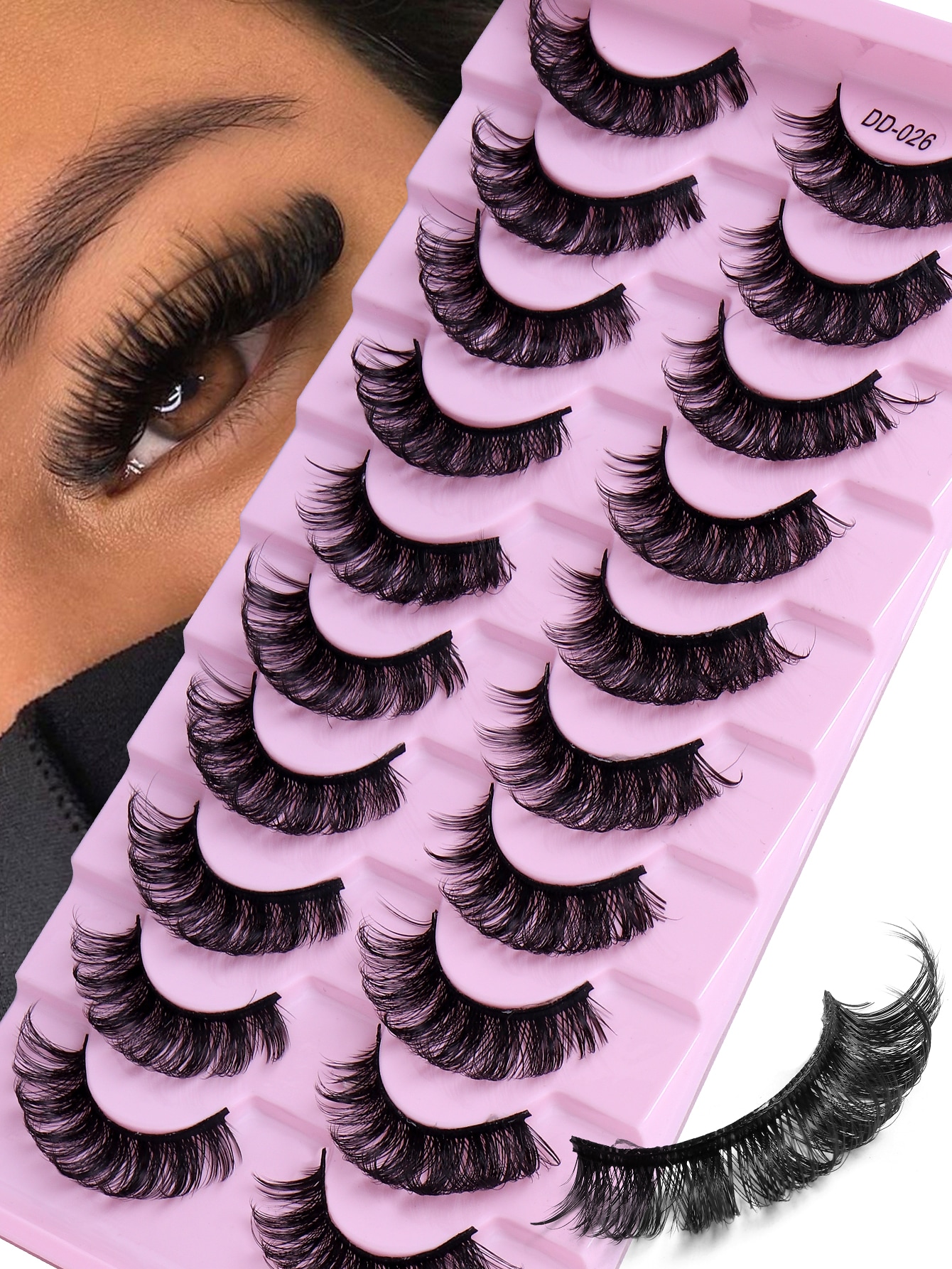 Beautykaisen Synthetic Nerz Wimpern – 8 Paar, Handgefertigt | Volumen, Natürlich, Leicht | 3D Seidenlash-Effekt