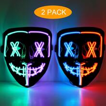 2 Pack Halloween LED Mask Scary Mask LED Purge Mask LED Light Up Mask For Halloween Costume - Multicolor - View 1