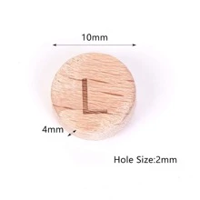 10入組10mmA-Z天然木字母字母珠子平底圓形隔片珠子適用於DIY手環珠寶製作手工製作配件 - 圓形字母 - 查看 8