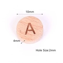 10入組10mmA-Z天然木字母字母珠子平底圓形隔片珠子適用於DIY手環珠寶製作手工製作配件 - 圓形字母 - 查看 5