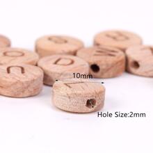 10入組10mmA-Z天然木字母字母珠子平底圓形隔片珠子適用於DIY手環珠寶製作手工製作配件 - 圓形字母 - 查看 4