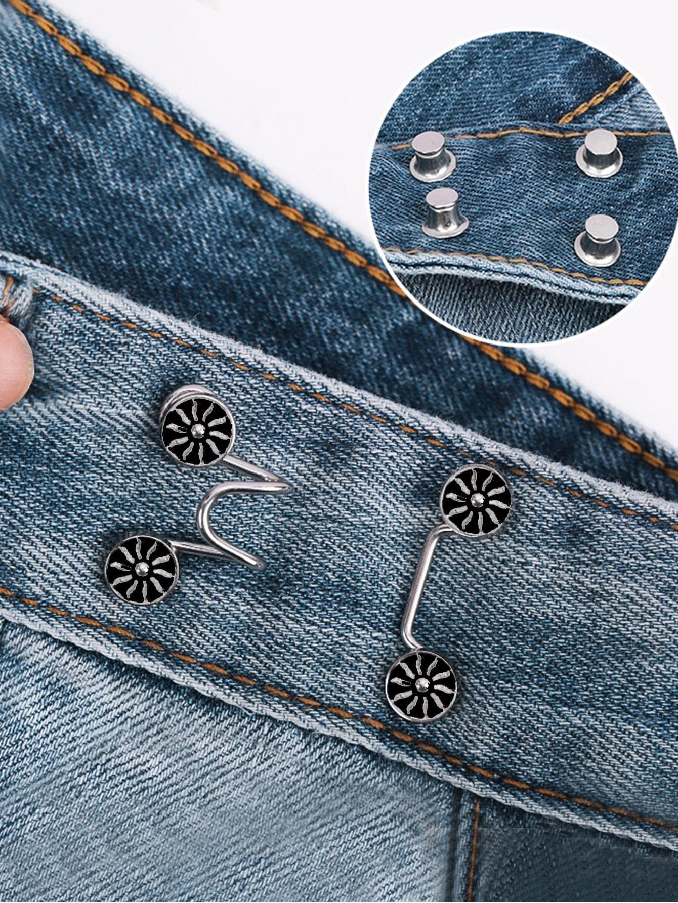 4pcs Women's Brooch Set Tighten Waist Brooches Nail Free Jeans