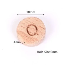 10入組10mmA-Z天然木字母字母珠子平底圓形隔片珠子適用於DIY手環珠寶製作手工製作配件 - 圓形字母 - 查看 10