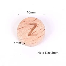 10入組10mmA-Z天然木字母字母珠子平底圓形隔片珠子適用於DIY手環珠寶製作手工製作配件 - 圓形字母 - 查看 9