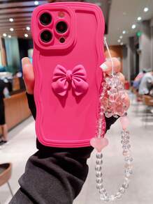 Valentines Novelty With Phone Charm Wave Pattern Iphone 14 Pro Max Phone Case/Iphone 13/14 Protective Cover Compatible With Iphone 15 Pro Max/15 Plus/15 Pro/15/12/11/Xr - Hot Pink - View 3