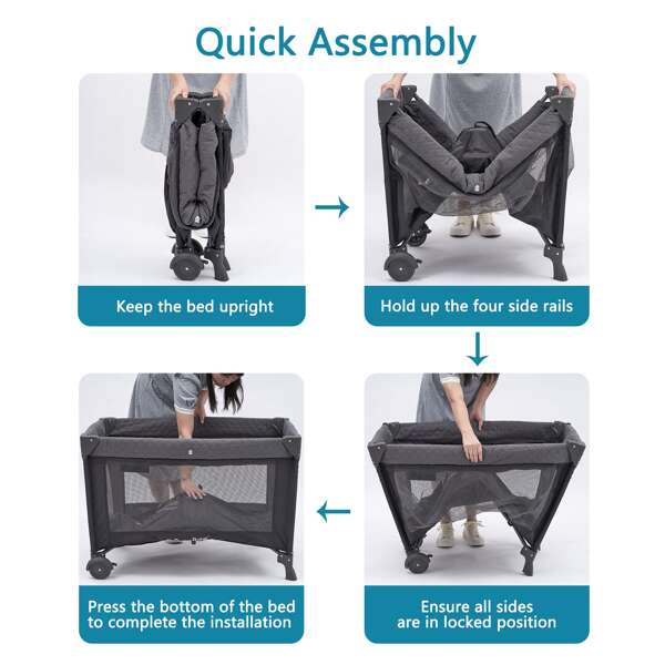 Pamo Babe 4 in 1 Portable Crib for Baby,Nursery Center with Removable