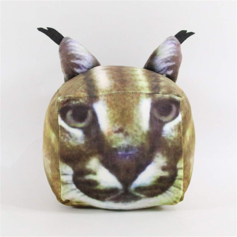 1pc Square Cat Shaped Plush Toy Gift - Army Green - View 1