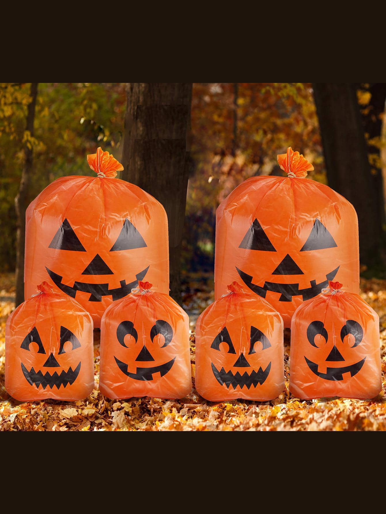 6 Pcs Halloween Jack O’ Lantern Pumpkin Lawn Bags Halloween Plastic Trash Bags Halloween Yard Fall Leaf Pumpkin Bags for Halloween Decorations, Halloween Party Supplies, Halloween Party Favor - Orange - View 1