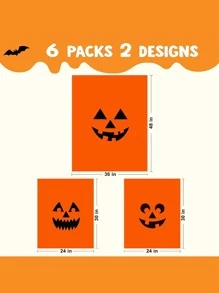 6 Pcs Halloween Jack O’ Lantern Pumpkin Lawn Bags Halloween Plastic Trash Bags Halloween Yard Fall Leaf Pumpkin Bags for Halloween Decorations, Halloween Party Supplies, Halloween Party Favor - Orange - View 3