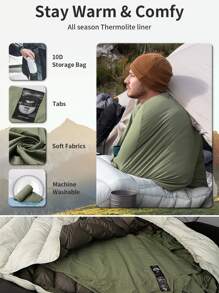 Naturehike 睡袋內襯,超輕量便攜式旅行露營飯店睡袋內襯,128 公克 - 淺灰色 - 查看 4