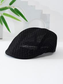's Fashionable Hollow Out Breathable Forward Cap For Daily Wear - Black - View 2