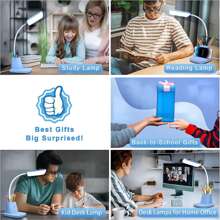 Hansang Small Desk Lamp, Kids Desk Lamp With Pen Holder, Wireless Charger LED Desk Lamps For Home Office, 800LM Gooseneck 3 Modes Dimmable Touch Cute Desk Lamp, Blue Study Lamp For College Dorm Room - Blue - View 7