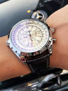 European And American Style Men's Fashionable Casual Multi-function Blue Glass Automatic Mechanical Watch - Black - View 2