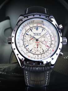 European And American Style Men's Fashionable Casual Multi-function Blue Glass Automatic Mechanical Watch - Black - View 1