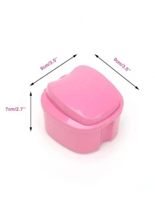 1Pc Plastic Dental Retainer Case Orthodontic Teeth Storage Box Denture Organizer Mouthguard Container Oral Care Tool, Gift For Valentine's Day - Pink - View 3