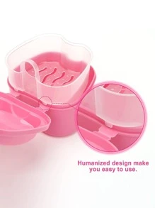 1Pc Plastic Dental Retainer Case Orthodontic Teeth Storage Box Denture Organizer Mouthguard Container Oral Care Tool, Gift For Valentine's Day - Pink - View 7
