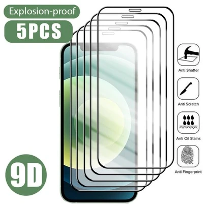 5/6 miếng dán cường lực chống trầy xước, kính cường lực trong suốt HD bảo vệ màn hình điện thoại tương thích với các mẫu điện thoại Apple bao gồm Apple Phone17 14,13,12,11, Xr, Xs, X, 7,8, chống cháy nổ, chống vỡ, chống trầy xước và chống thấm nước.