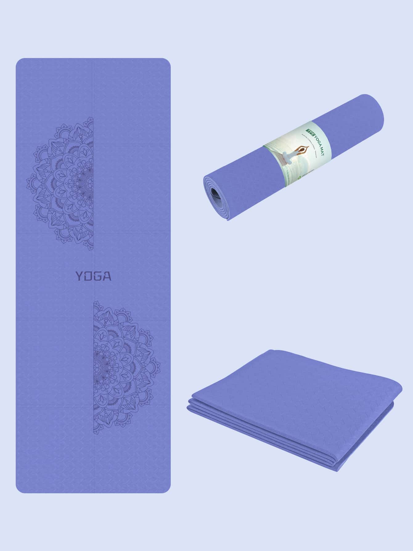 183*61CMTPE可折疊的鐳射圖案瑜伽墊(曼陀羅一號)