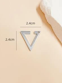 1入組鍍鉑金三角形耳夾適合男人及女人,未穿孔假耳環 - 白色 - 查看 5