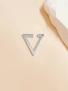 1入組鍍鉑金三角形耳夾適合男人及女人,未穿孔假耳環 - 白色 - 查看 3