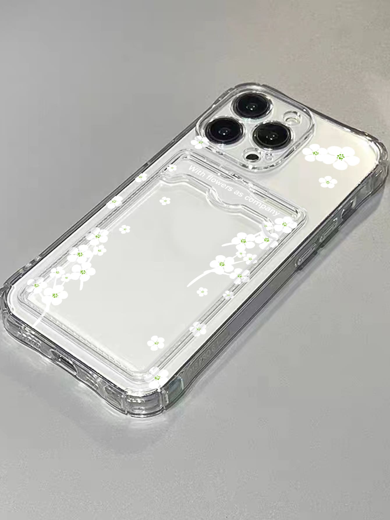 XAF 花卉图案透明卡槽手机壳，兼容 15/15 Plus/15 Pro/15 Pro Max国际版，非国内版 - 彩色 - 查看 1