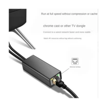 TV Ethernet Adapter Tv 4K Stick USB-C to RJ45 LAN Network Adapter with USB 2.0 Power Cable for Power Supply - Black - View 3