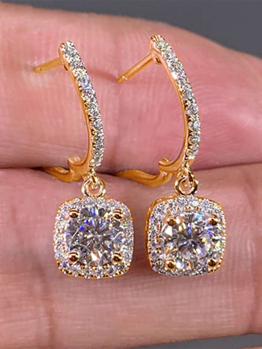 1 Pair Romantic Cubic Zirconia Teardrop Earrings, Suitable For Women, Can Be Worn For Weddings, Engagements, Anniversaries, Parties, Valentine's Day, Also Makes A Great Gift For Mothers, Mother's Day, Etc.