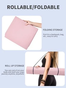 183*61cm Tpe可折疊雷射切割櫻花粉&深藍瑜伽墊(曼陀羅no.1) - 彩色 - 查看 5