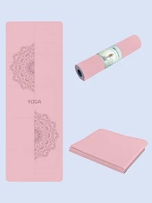 183*61cm Tpe可折疊雷射切割櫻花粉&深藍瑜伽墊(曼陀羅no.1) - 彩色 - 查看 1