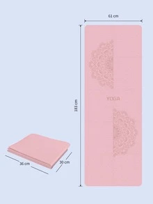 183*61cm Tpe可折疊雷射切割櫻花粉&深藍瑜伽墊(曼陀羅no.1) - 彩色 - 查看 3