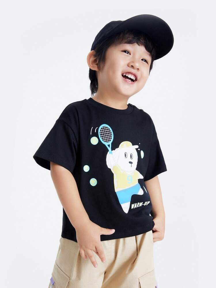 Annil Young Girl Neck Short Sleeved T-Shirt Summer Small And Medium-Sized Children's Baby Cartoon Cute Top Sweater