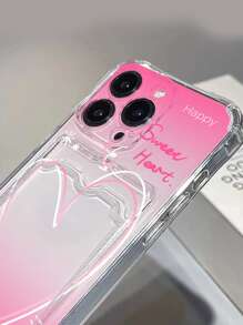 Carcasă de telefon transparentă cu paiete de Ziua Îndrăgostiților, model roz de inimă, Kawaii, impermeabilă, rezistentă la șocuri, anti-cădere, rezistentă la zgârieturi