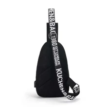 Men's Printed Chest Bag, Casual Crossbody Bag, Multi-Functional Shoulder Bag, Chest/Back Small Bag, Casual Sports Small Chest Bag (All Webbing Prints Random), Halloween, Trick Or Treat Pouch Belt Bag Festival, Thigh Bag - Black - View 5