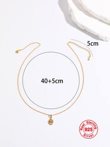 1入組幾何形狀鍍金純銀S925項鍊適用於日常穿著,簡約風&時尚女性首飾類禮品