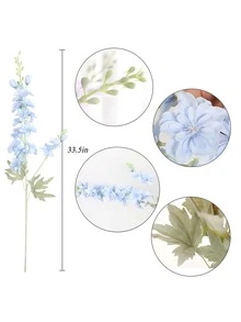 2Pcs Delphinium Flowers Artificial Flowers Silk Flowers Larkspur Flower 33.5in Long Stem Artificial Flowers for Tall Vase for Home Garden Arrangement Decoration (baby blue) - Baby Blue - View 5