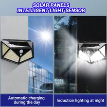 1pc 5.4 Inches Solar Powered 114led Abs Material Pc Solar Panel Wall Light With Inductive Feature & Ip65 Waterproof Grade & Built-in Battery For Garden Outdoor Wall Decor Lighting - Black - View 4