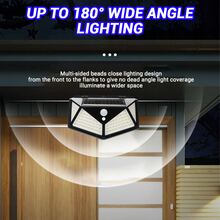 1pc 5.4 Inches Solar Powered 114led Abs Material Pc Solar Panel Wall Light With Inductive Feature & Ip65 Waterproof Grade & Built-in Battery For Garden Outdoor Wall Decor Lighting - Black - View 6