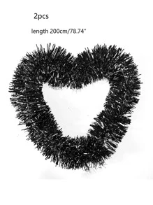 2pcs 2m Black Fur Strip, Party Decoration Colorful Strip - Black - View 3