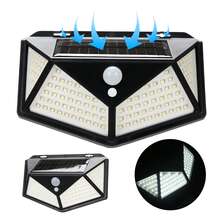 1pc 5.4 Inches Solar Powered 114led Abs Material Pc Solar Panel Wall Light With Inductive Feature & Ip65 Waterproof Grade & Built-in Battery For Garden Outdoor Wall Decor Lighting - Black - View 3