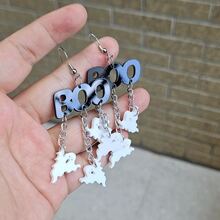 Halloween Con ma Vật rủ xuống Hoa tai - Đen và trắng - Xem 3